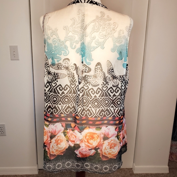 Valerie Steven's Mixed Print Chiffon dressy top - Picture 3 of 6